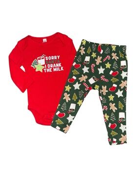 Holiday 'Sorry Santa I Drank The Milk' 2pc Set 6m